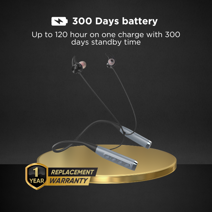 BLACK BassBand 2 Wireless Bluetooth Neckband with Mic, Upto 120H Playtime, 1 Yr Warranty BLACK BassBand 2 Wireless Bluetooth Neckband with Mic, Upto 120H Playtime, 1 Yr Warranty